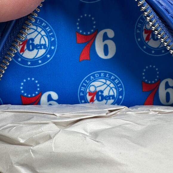 New Loungefly NBA Philadelphia 76ers Mini Debossed Backpack Basketball NWT - Picture 9 of 11